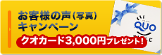 お客様の声キャンペーン クオカード3,000円プレゼント